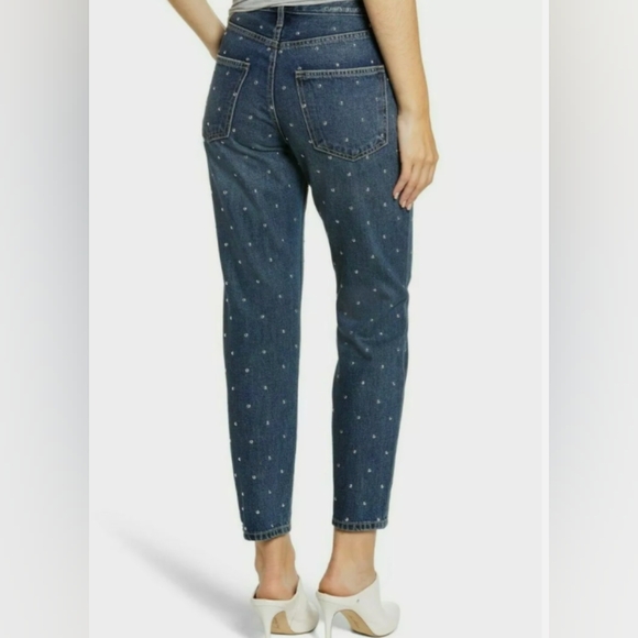 CURRENT ELLIOTT THE VINTAGE CROP SLIM STUDDED JEANS NIGHT RIDER Size 24 - Picture 3 of 6
